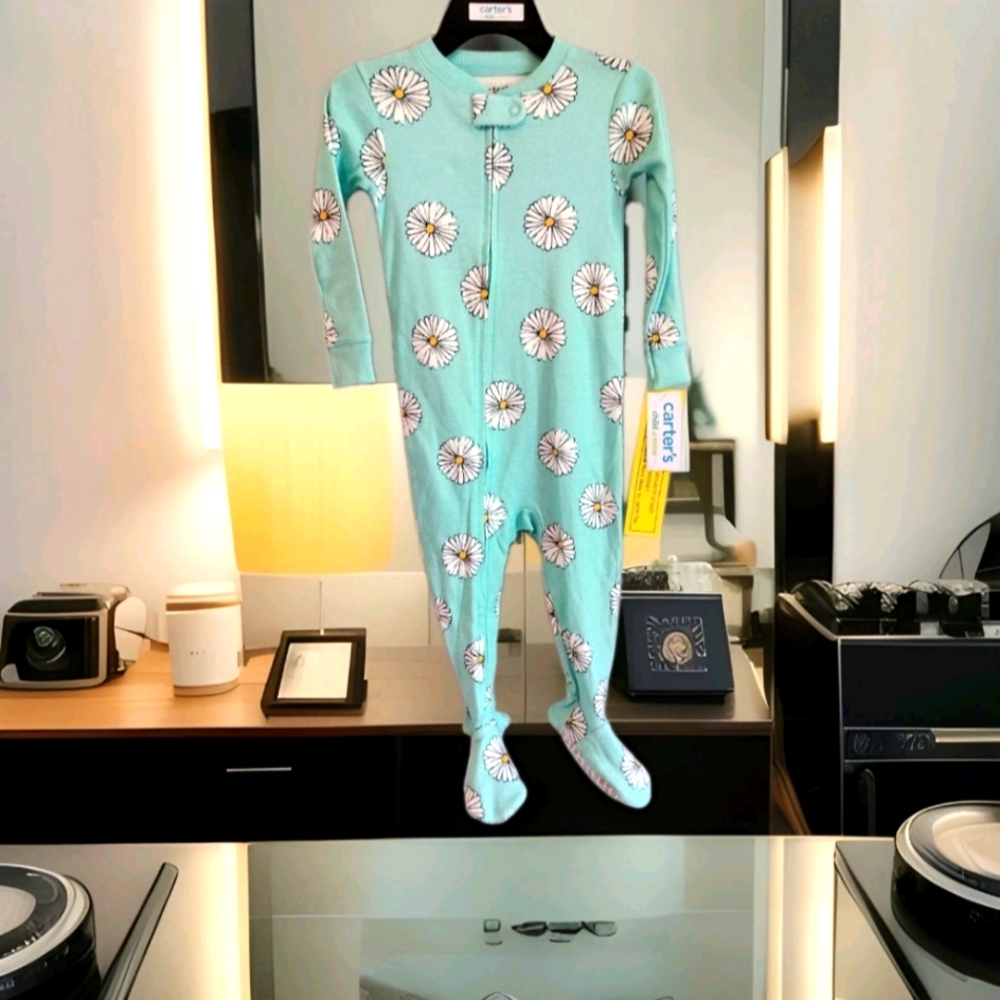 Carter's Aqua Daisy Kids Footie Child Of Mine Baby Girl Footed Pajamas S Sleeper